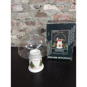 Himark Holly Hurricane Lamp Candle Tea Light Holder 10" 1984 With Box